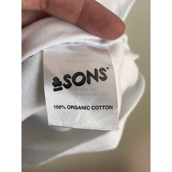 Son of a Taylor & Sons Organic Cotton White V Neck Tee Men's Size L - Picture 6 of 9